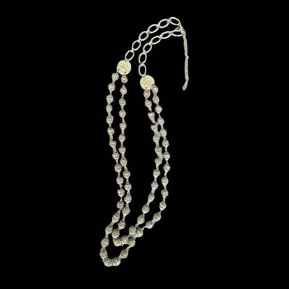 NWOT Chico’s Silvertone Wired Disco Ball Double Strand Necklace - Picture 1 of 6